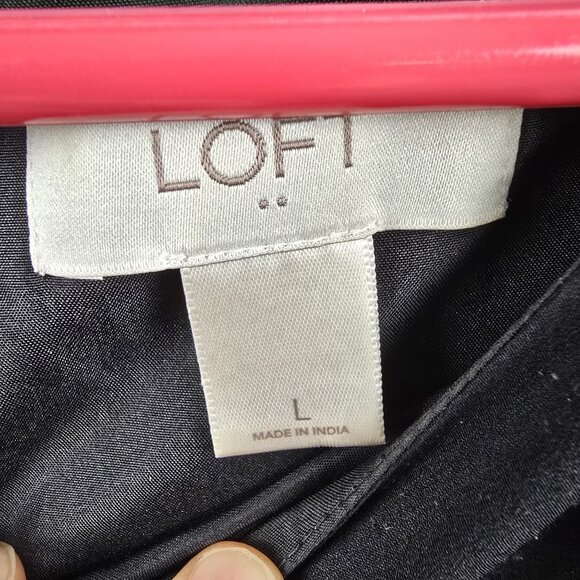 Loft Black Sleeveless Womens Dress Polka Dot & Striped Pattern White Ribbon - Picture 5 of 8